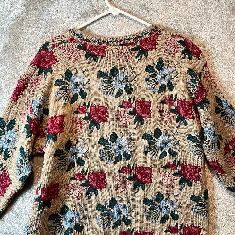 Vintage Floral Knit Sweater Cottagecore Granny Chic Pullover Large Deadstock New - Picture 4 of 6